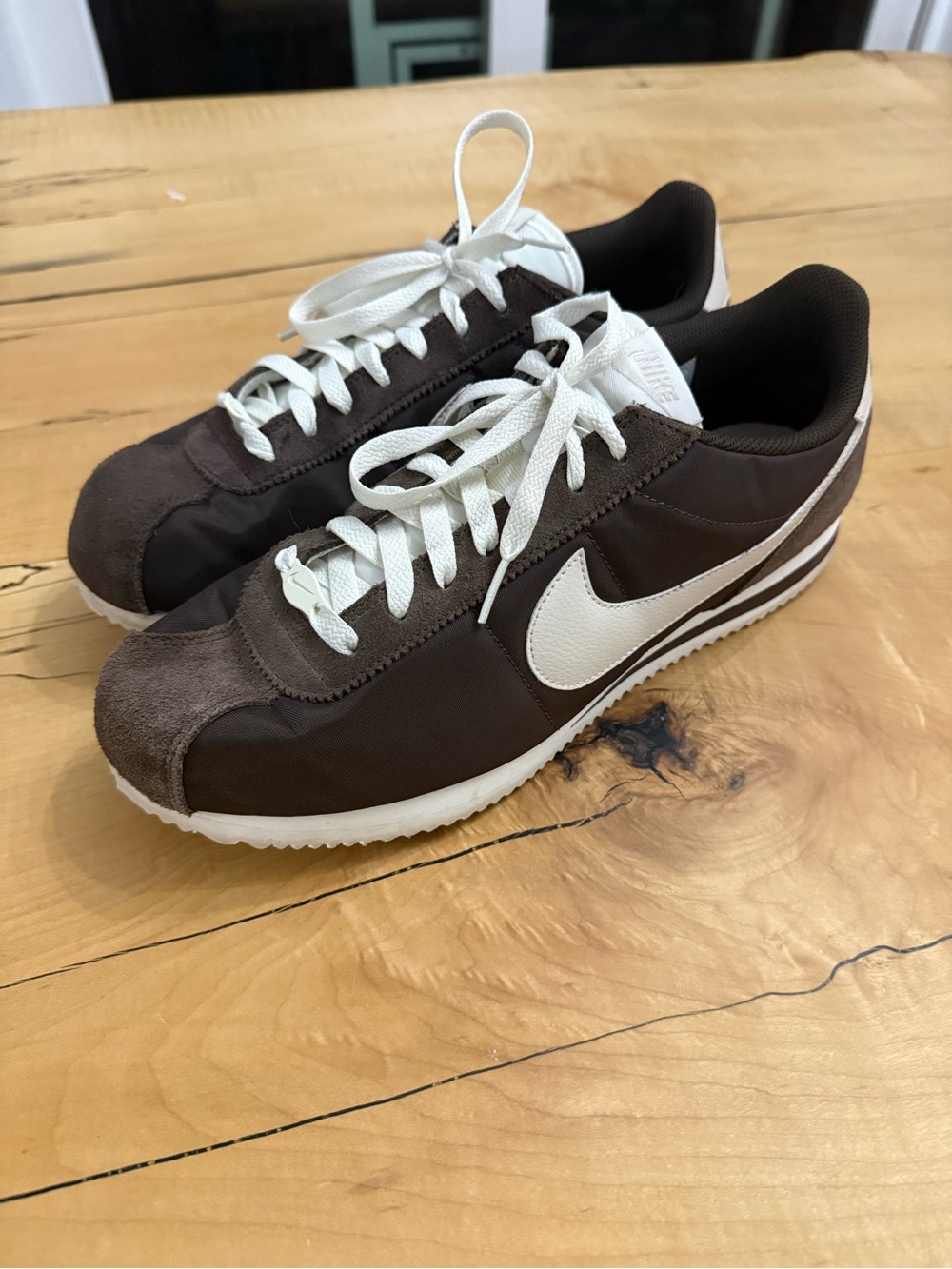 Nike Brown and White Retro Runner Sneakers